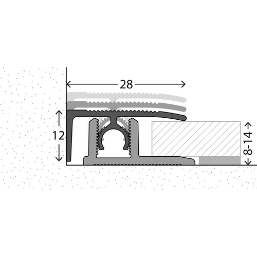 Thumbnail - CARL PRINZ Abschlussprofil »PROFI-TEC«, BxH: 28 x 15 mm, verdeckte Befestigung - silberfarben