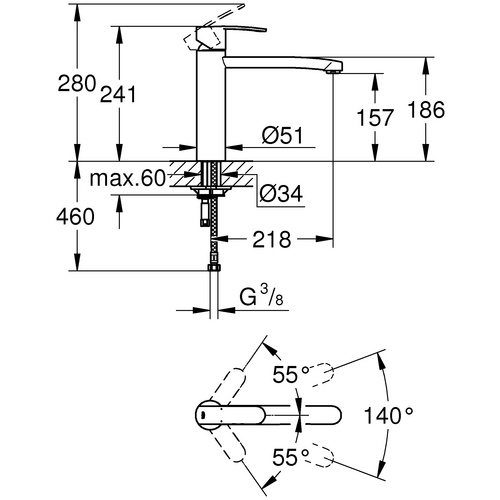 GROHE Einhand-Spültischbatterie »Wave Cosmopolitan«, chromfarben, Anschluss: Flex-Schläuche - silberfarben