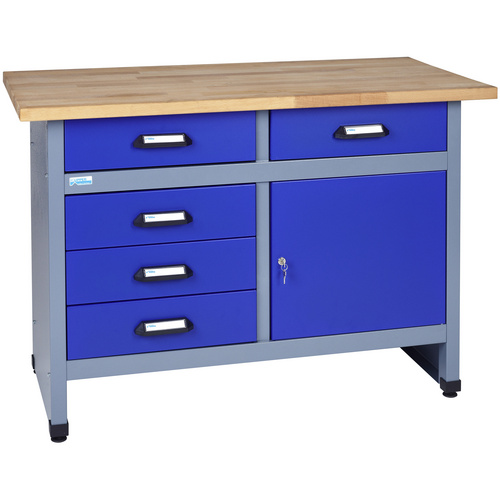 Küpper Werkbank 1 Tür, 5 Schubladen, in uiltramarinblau, SONDERHÖHE 95 cm