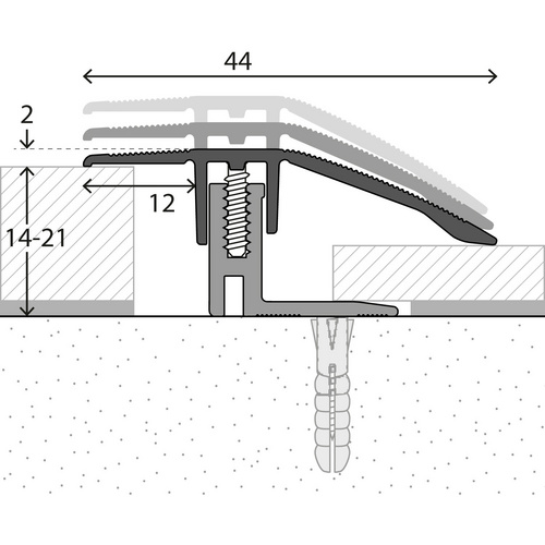 Thumbnail - CARL PRINZ Anpassungsprofil »LPS 220 XXL«, BxH: 44 x 19 mm, versenkt gelocht - silberfarben