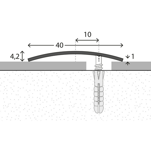 Thumbnail - CARL PRINZ Übergangsprofil, BxH: 40 x 4 mm, seitlich versenkt gelocht - silberfarben