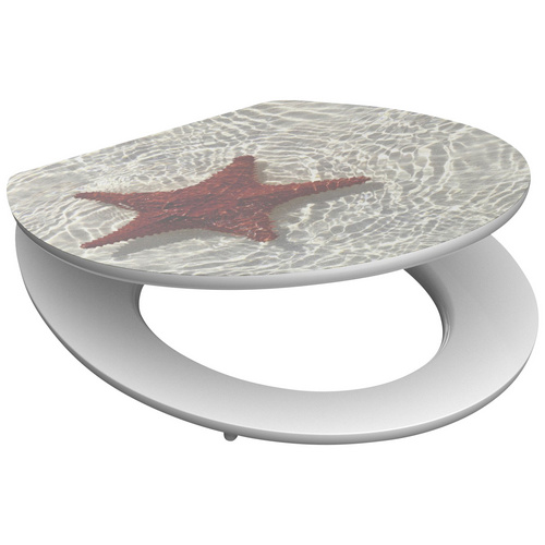 Schütte WC-Sitz Red Starfish Holzkern mit Absenkautomatik