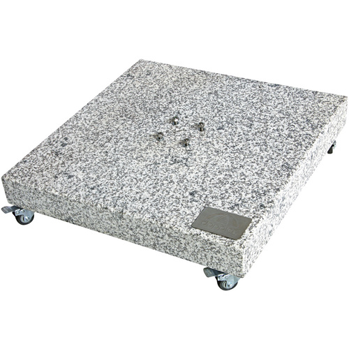 Doppler Granitsockel für Sonnenschirme, 80x80x14 cm, grau, für Rohrdurchmesser 32-70 mm, quadratisch, mit Rollen