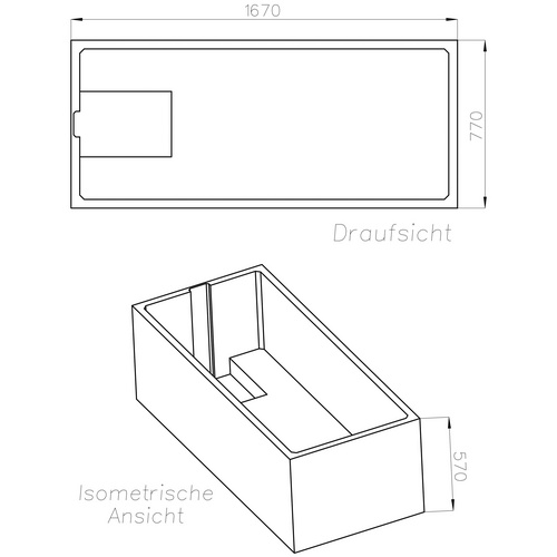 OTTOFOND Wannenträger »Korfu«, BxHxL: 77 x 57 x 167 cm, weiß - weiss