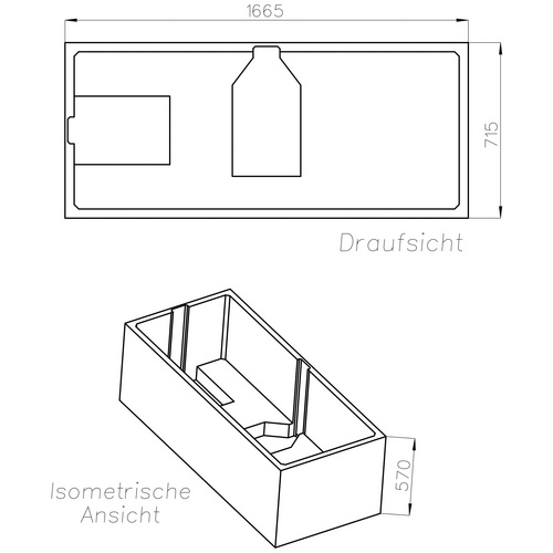 OTTOFOND Wannenträger »Malta«, BxHxL: 71,5 x 57 x 166,5 cm, weiß - weiss