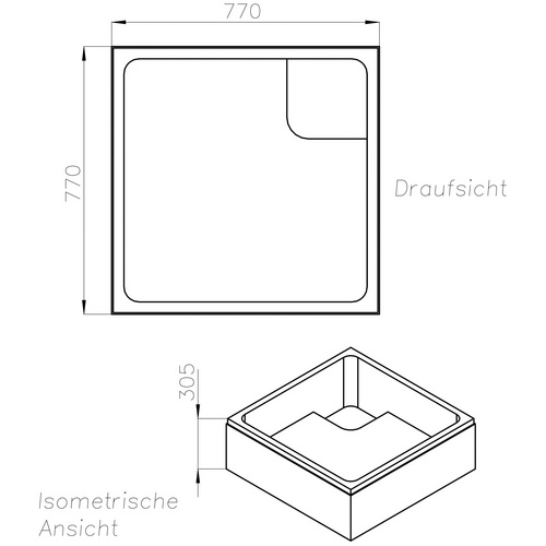 OTTOFOND Wannenträger »Saba«, BxHxL: 77 x 30,5 x 77 cm, weiß - weiss