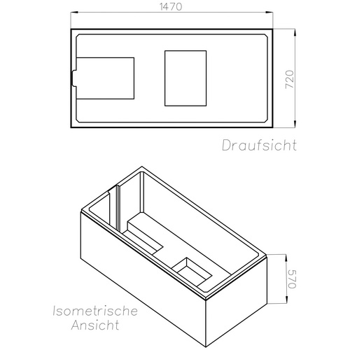 OTTOFOND Wannenträger »Viva«, BxHxL: 72 x 57 x 147 cm, weiß - weiss