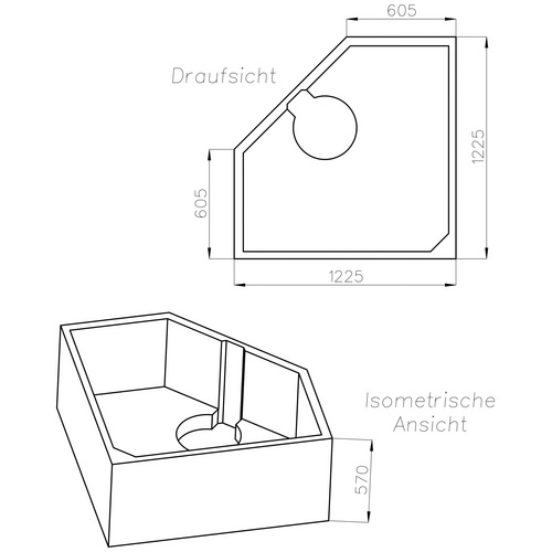 OTTOFOND Wannenträger »Miami«, BxHxL: 122,5 x 57 x 122,5 cm, weiß - weiss