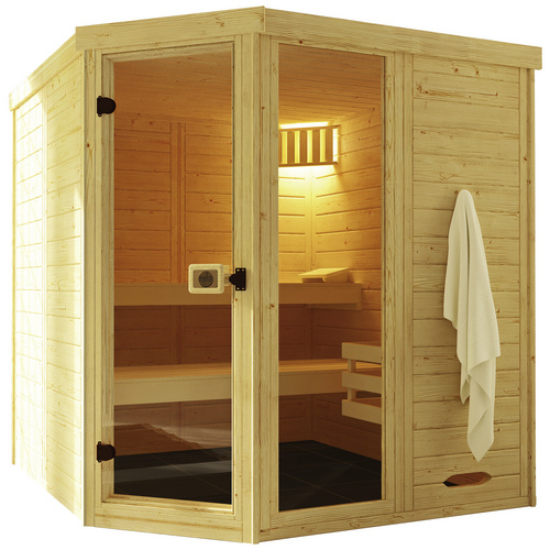 Weka Natur Sauna "Massivholz-Elementsauna Lauk" Blockbohlen Vorgefertigte Elemente von Baur - Image 4