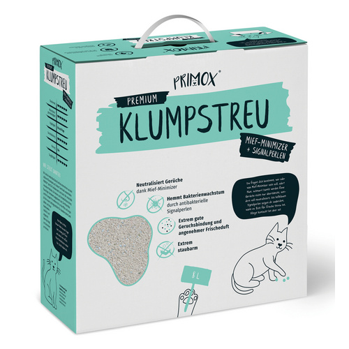 PRIMOX Katzenstreu »Klumpstreu Mief-Minimizer + Signalperlen«, 1 Karton, 7,5 kg - weiss