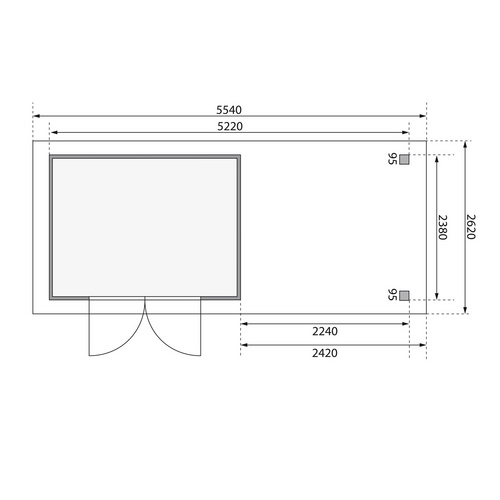 KARIBU Ferienhaus »Askola«, Holz, BxHxT: 522 x 211 x 246 cm (Außenmaße inkl. Dachüberstand) - grau |  Fichte