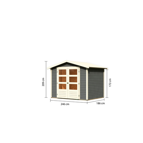 Thumbnail - KARIBU Gartenhaus »Amberg 3«, Holz, BxHxT: 246 x 209 x 186 cm (Außenmaße inkl. Dachüberstand) - grau
