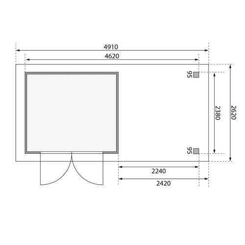 KARIBU Ferienhaus »Askola«, Holz, BxHxT: 462 x 211 x 246 cm (Außenmaße inkl. Dachüberstand) - grau |  Fichte