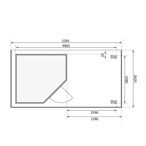 KARIBU Ferienhaus »Schwandorf«, Holz, BxHxT: 496,5 x 218 x 246 cm (Außenmaße inkl. Dachüberstand) - beige |  Fichte