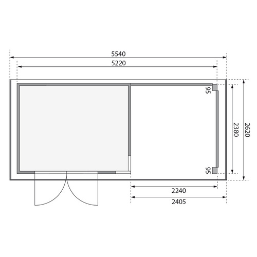 KARIBU Ferienhaus »Kerko 5«, Holz, BxHxT: 522 x 210 x 246 cm (Außenmaße inkl. Dachüberstand) - grau |  Fichte