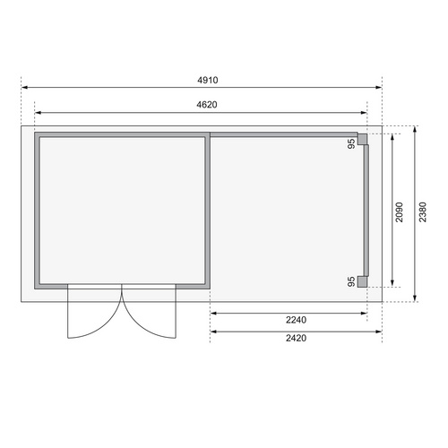 KARIBU Ferienhaus »Kerko 3«, Holz, BxHxT: 462 x 211 x 217 cm (Außenmaße inkl. Dachüberstand) - beige |  Fichte