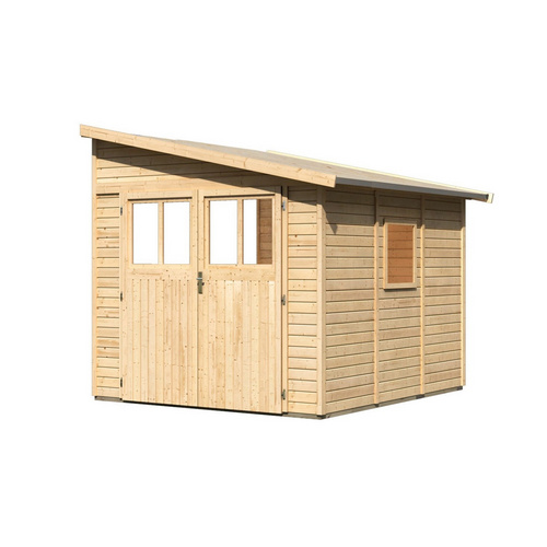 Thumbnail - KARIBU Gartenhaus »Bomlitz«, naturbelassen, BxHxT: 238 x 243 x 301 cm (Außenmaße inkl. Dachüberstand) - braun