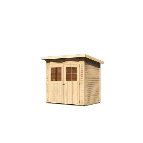 Thumbnail - KARIBU Gartenhaus »Glücksburg«, naturbelassen, BxHxT: 203 x 220 x 175 cm (Außenmaße inkl. Dachüberstand) - braun