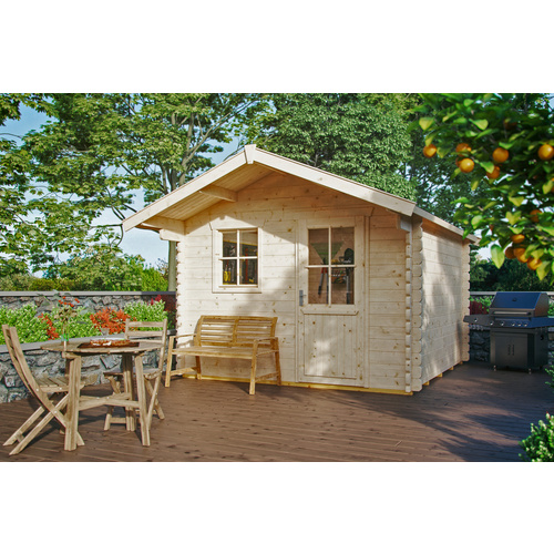 SKANHOLZ Ferienhaus »Narvik«, Holz, BxHxT: 340 x 262 x 250 cm (Außenmaße inkl. Dachüberstand) - beige |  Holz  |  7,5 m²