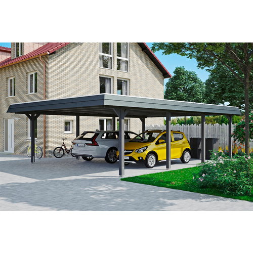 Thumbnail - SKANHOLZ Carport »Wendland«, BxT: 630 x 879 cm, Firsthöhe: 253 cm, farbbehandelt - grau