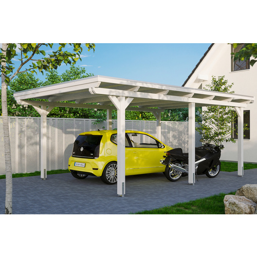 Thumbnail - SKANHOLZ Carport »Emsland«, BxT: 404 x 604 cm, Firsthöhe: 242 cm, farbbehandelt - weiss