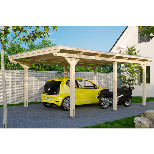 Thumbnail - SKANHOLZ Carport »Emsland«, BxT: 404 x 604 cm, Firsthöhe: 242 cm, unbehandelt - beige