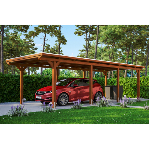 Thumbnail - SKANHOLZ Carport »Emsland«, BxT: 354 x 846 cm, Firsthöhe: 238 cm, farbbehandelt - braun