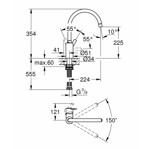 Thumbnail - GROHE Spültischarmatur »Feel«, Metall, glänzend, ⅜" - silberfarben