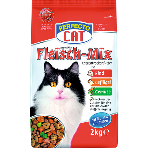 PERFECTO CAT Katzentrockenfutter »Fleisch-Mix«, 6 Beutel à 2000 g