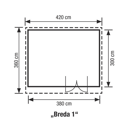 Thumbnail - SKANHOLZ Gartenhaus »Breda 1«, Holz, BxHxT: 420 x 255 x 300 cm (Außenmaße inkl. Dachüberstand) - beige