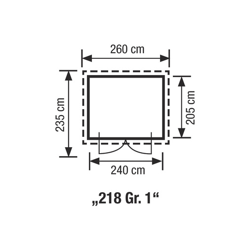 WEKA Ferienhaus »218 Gr. 1«, Holz, BxHxT: 260 x 234 x 205 cm (Außenmaße inkl. Dachüberstand) - beige |  Fichte  |  4,94 m²