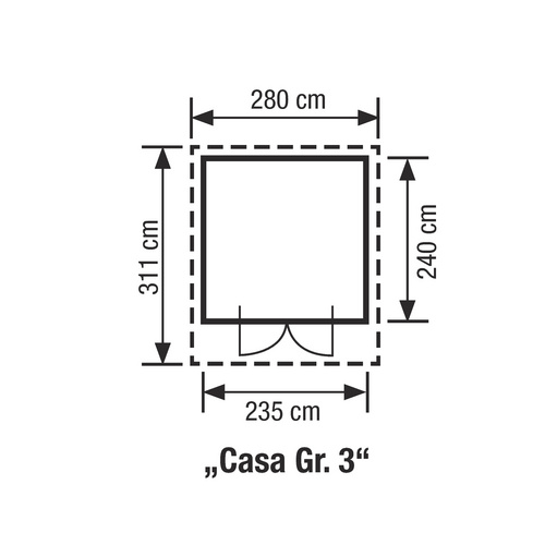 WEKA Ferienhaus »Casa Gr. 3«, Holz, BxHxT: 280 x 224 x 240 cm (Außenmaße inkl. Dachüberstand) - grau |  Fichte  |  5,64 m²