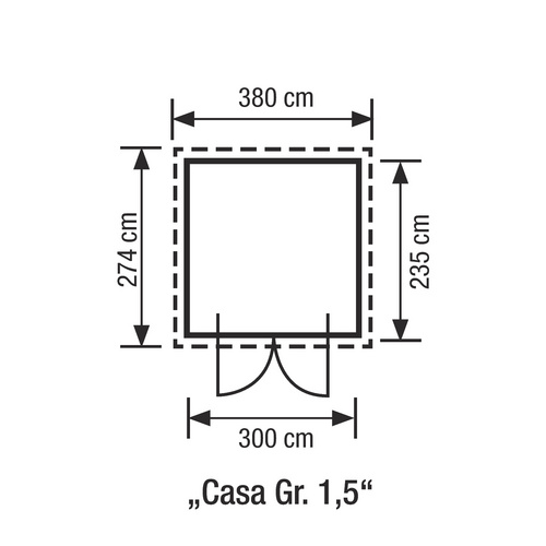 WEKA Ferienhaus »Casa Gr. 1«, Holz, BxHxT: 274 x 237 x 240 cm (Außenmaße inkl. Dachüberstand) - grau |  Fichte  |  5,64 m²