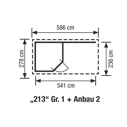 WEKA Ferienhaus »213«, Holz, BxHxT: 278 x 237 x 238 cm (Außenmaße inkl. Dachüberstand) - grau |  Holz  |  5,66 m²
