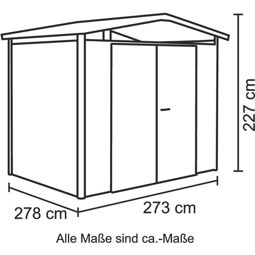Thumbnail - BIOHORT Gerätehaus »Panorama«, Metall, BxHxT: 273 x 227 x 278 cm (Außenmaße inkl. Dachüberstand) - grau