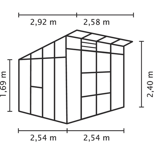 Thumbnail - VITAVIA Gewächshaus »Freya«, 7,6 m², Kunststoff/Aluminium/ESG Glas, winterfest - silberfarben