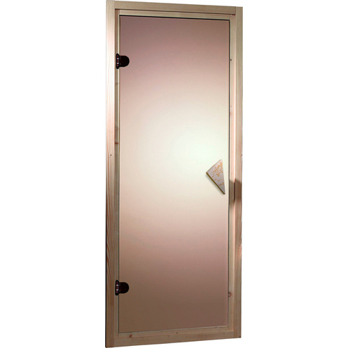 KARIBU Saunatür, 64x173 cm, für Saunen mit 68 mm Wandstärke, Ganzglastür, bronziert - goldfarben