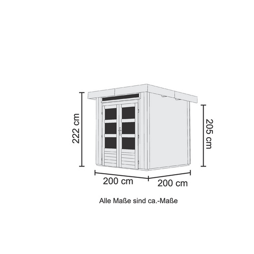 KARIBU Ferienhaus »Kandern«, Holz, BxHxT: 204 x 222 x 204 cm (Außenmaße inkl. Dachüberstand) - grau |  Fichte  |  4 m²
