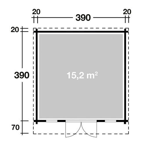 WOLFF FINNHAUS Gartenhaus »Trondheim«, Holz, BxHxT: 430 x 256 x 390 cm (Außenmaße inkl. Dachüberstand) - beige |  Fichte  |  15,2 m²