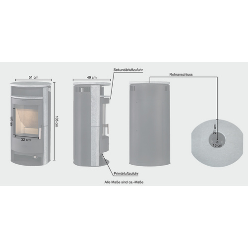 FIREPLACE Kaminofen »Porto«, grau, Speckstein, 6 kW, Dauerbrand geeignet (Rabatt: 34 %)