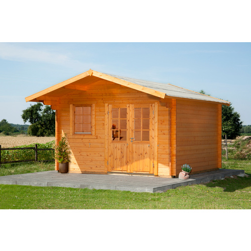 Thumbnail - WOLFF Gartenhaus »Lisa 44-C«, Holz, BxHxT: 444 x 290 x 390 cm (Außenmaße inkl. Dachüberstand) - beige