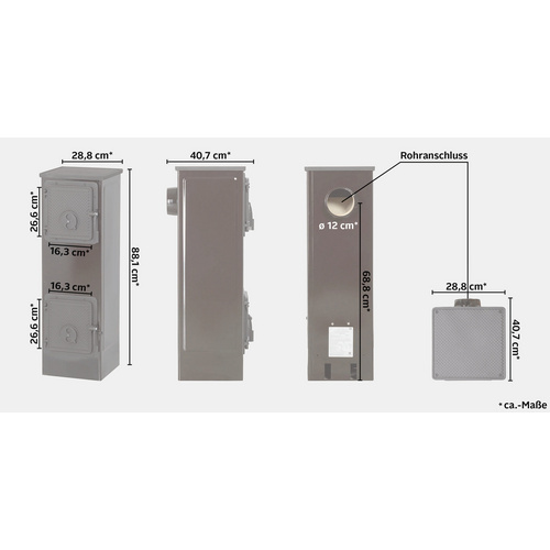 Thumbnail - THORMA Werkstattofen »Kerpen AT«, schwarz, Stahlblech, 5 kW, Zeitbrand geeignet