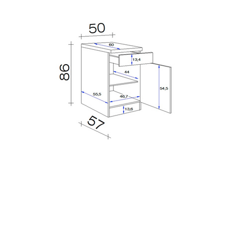 Thumbnail - Flex-Well Küchenunterschrank »Malmö«, Anschlagrichtung: frei wählbar, melaminbeschichtete Spanplatte - weiss