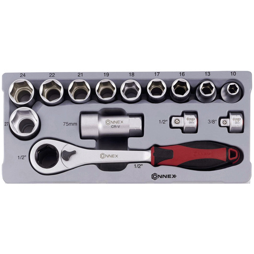 Thumbnail - CONNEX Steckschlüsselsatz, COX580214, 14-tlg. Set, 4 - 14 mm - rot