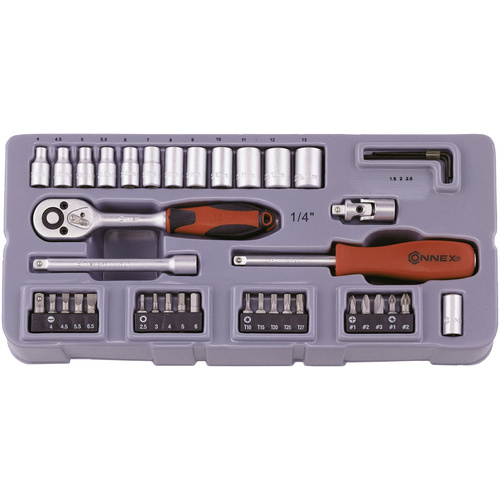 Thumbnail - CONNEX Steckschlüsselsatz, COX580240, 40-tlg. Set, 4 - 13 mm - rot