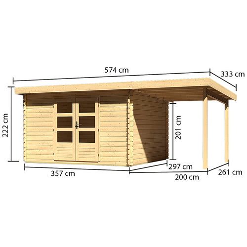 Thumbnail - KARIBU Gartenhaus »Noorvik 3«, Holz, BxHxT: 539 x 222 x 297 cm (Außenmaße inkl. Dachüberstand) - beige