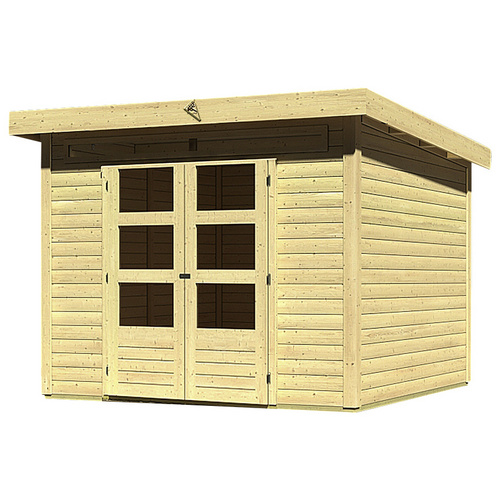 Thumbnail - KARIBU Gartenhaus »Kandern«, Holz, BxHxT: 274 x 222 x 274 cm (Außenmaße inkl. Dachüberstand) - braun