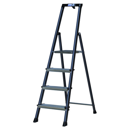 Thumbnail - KRAUSE Stufen-Stehleiter »MONTO Securo«, 4 Sprossen, Aluminium - silberfarben