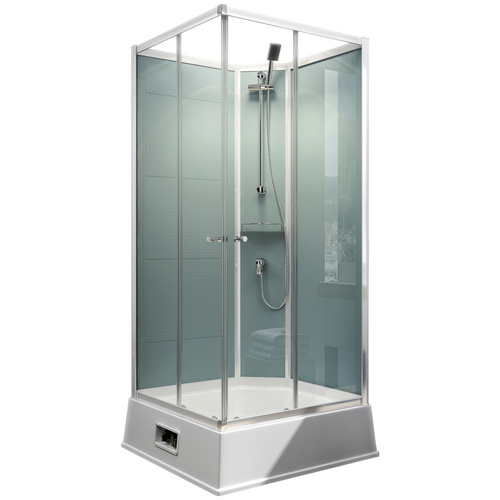 Schulte Eckdusche mit Schiebetür Korfu light-green, 110 x 215 x 94 cm, inkl. Boiler und Pumpe