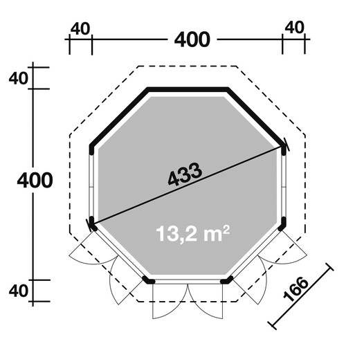 WOLFF Holzpavillon »Roma 4.0«, achteckig, achteckig, BxT: 400 x 400 cm, inkl. Dacheindeckung - beige